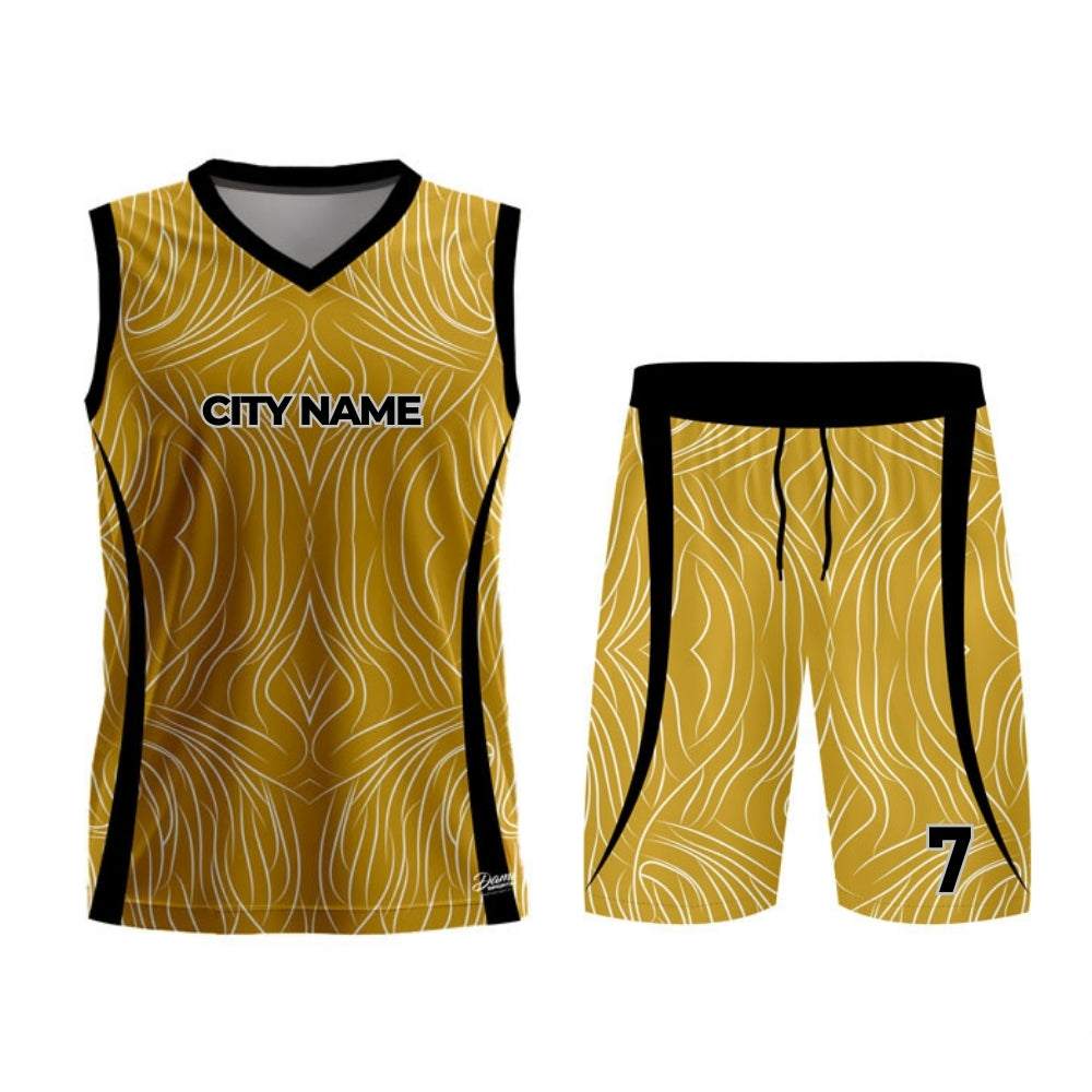 Yellow Basketball Jersey - V Neck
