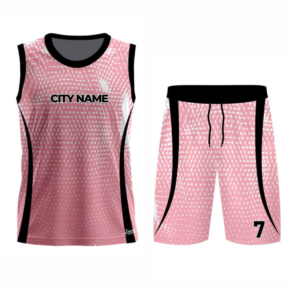 Pink Basketball Jersey - Round Neck
