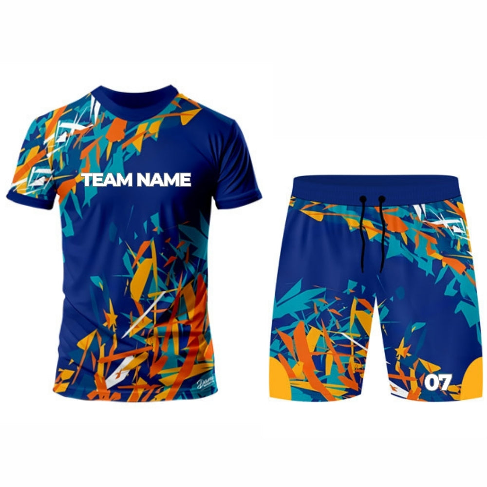 Blue Multicolour Kabaddi Jersey - Round Neck