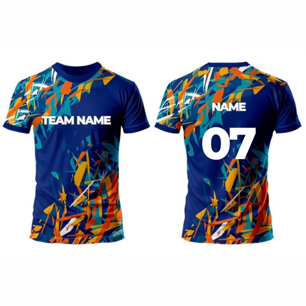 Blue Multicolour Kabaddi Jersey - Round Neck