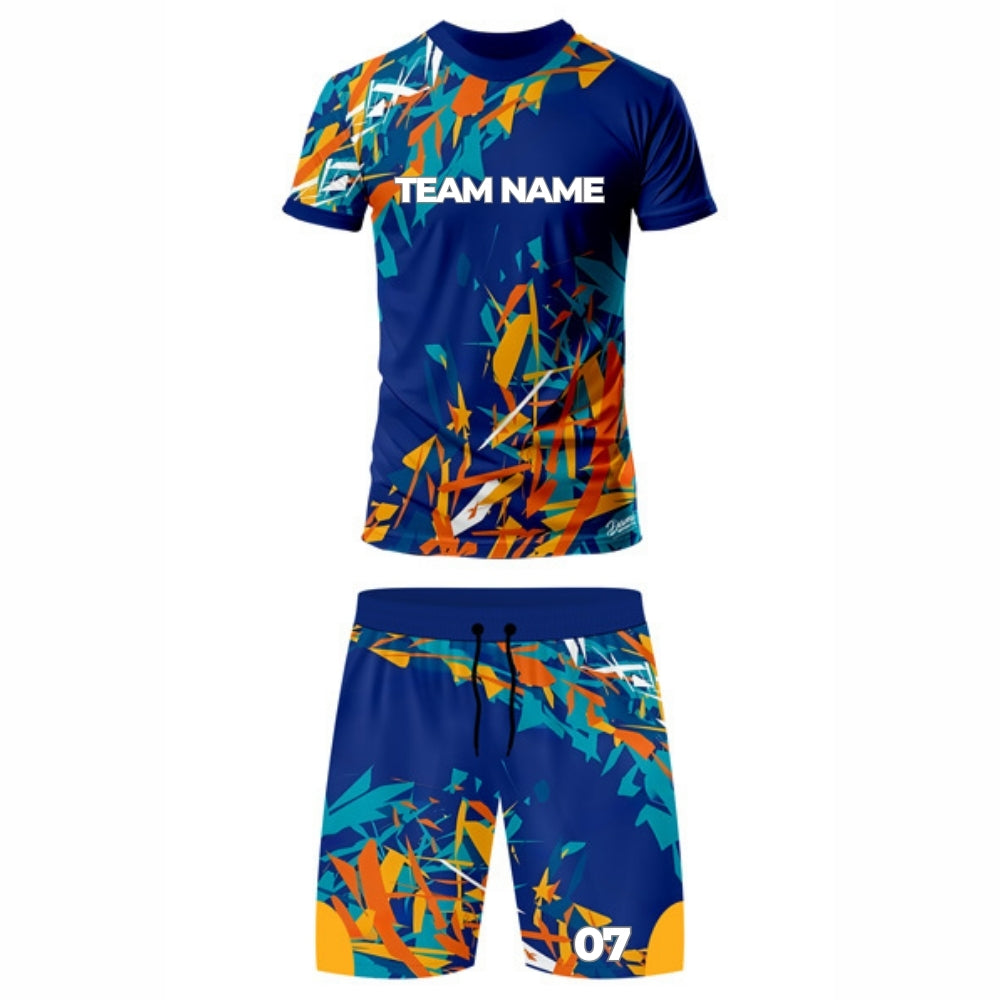 Blue Multicolour Kabaddi Jersey - Round Neck