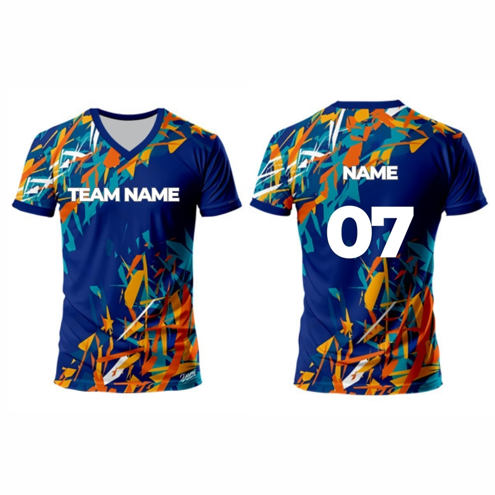Blue Multicolour Hockey Jersey - V Neck