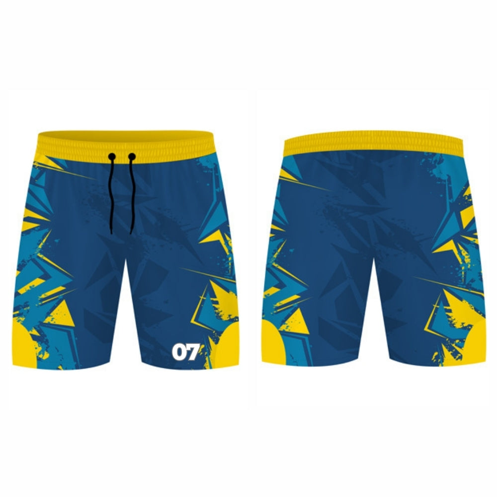 Blue and Yellow Hockey Jersey - Round Neck