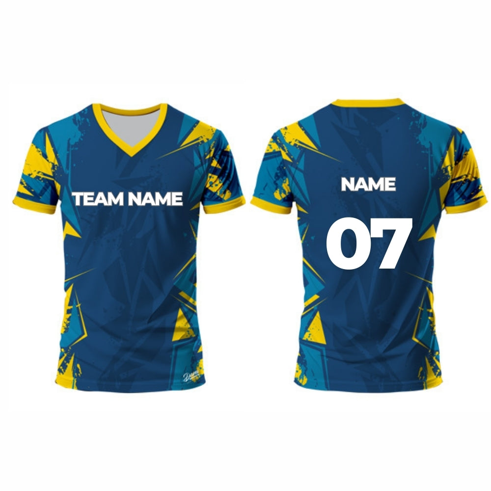 Blue and Yellow Hockey Jersey - V Neck