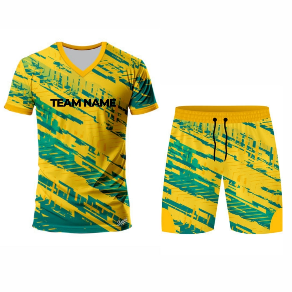 Yellow and Green Hockey Jersey - V Neck
