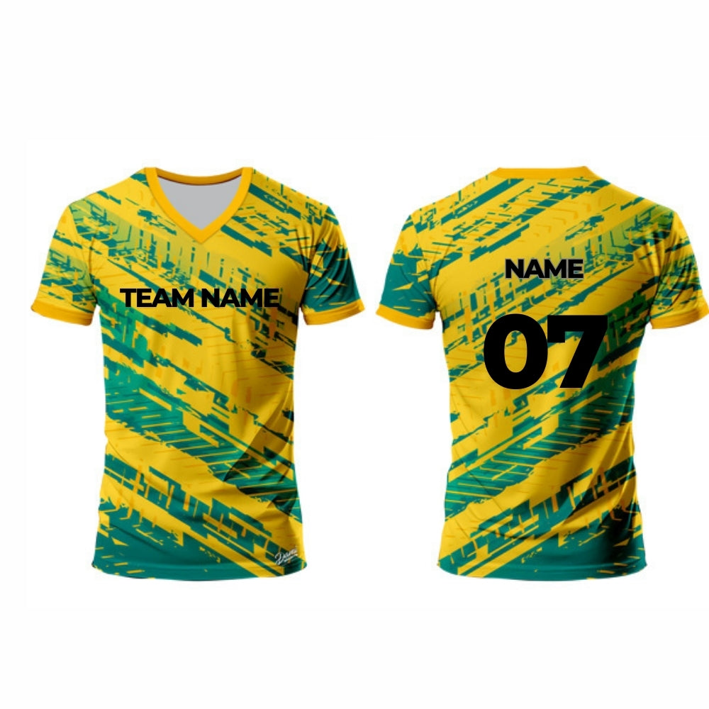 Yellow and Green Hockey Jersey - V Neck