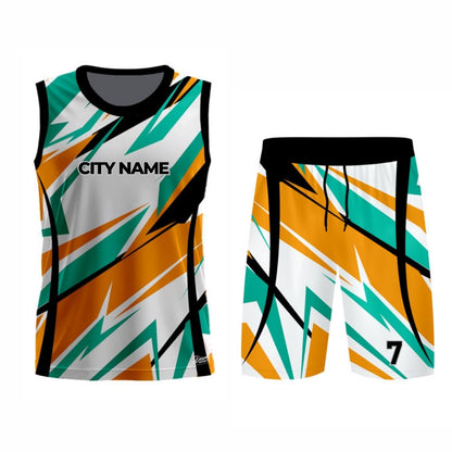 Tri-colour Basketball Jersey - Round Neck